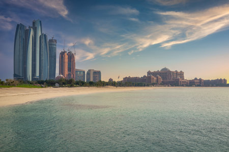 Cityscape of Abu Dhabi at Persian Gulf, UAE.の写真素材