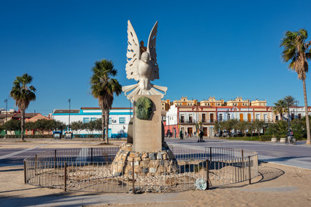 Valencia, Spain - January 21, 2023: Beautiful scrupture at the Playa de las Arenas beach of Valencia, Spainのeditorial素材