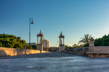Beautiful architecture of Valencia city at sunrise, Spainの写真素材