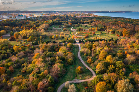 Autumn at Baltic Sea in Gdansk Brzezno, Polandの写真素材