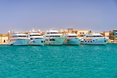 Beautiful scenery of the Red Sea coast at Port Ghalib in Egypt, Africa.の写真素材