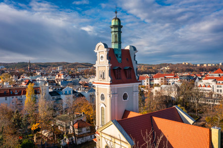 Aerial view of the Sopot city by the Baltic Sea at autumn, Polandの写真素材