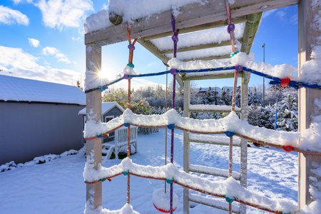 Beautiful winter garden covered with the snow. Polandの写真素材