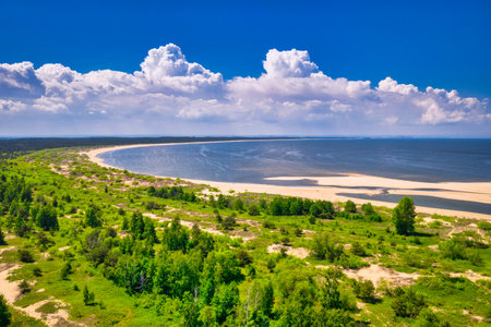 Beautiful scenery of Baltic Sea beach in Sobieszewo at summer, Polandの写真素材