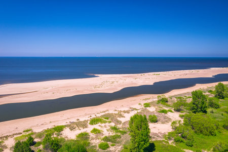 Beautiful scenery of Baltic Sea beach in Sobieszewo at summer, Polandの写真素材