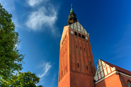Summer scenery of Elblag city in the light of the setting sun. Polandの写真素材