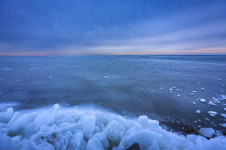 Baltic sea beach at winter in Kuznica, Hel Peninsula. Polandの写真素材