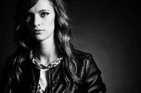 Portrait of woman model with shiny long hair