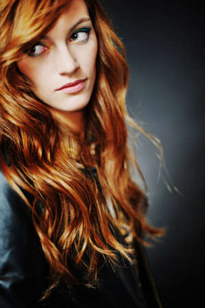Portrait of woman model with shiny long hair