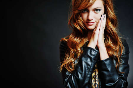 Portrait of woman model with shiny long hair