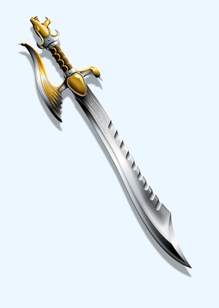 The picture shows a sword, Made in the form of a dragonの写真素材