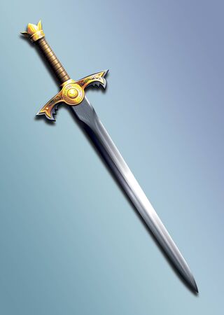 sword decorated with gold with the image of the sunの写真素材