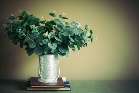 Fake trees are a little older can put on the books in vintage style.の写真素材