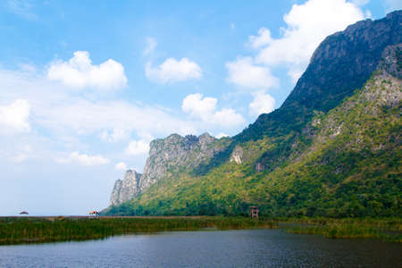 Beautiful mountain and lakeの写真素材