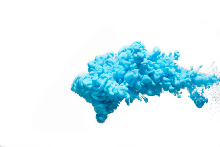 Abstract splash of blue acrylic paint.の写真素材