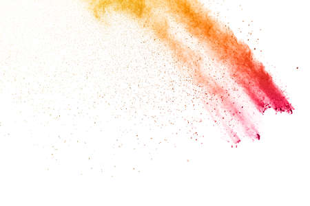 The explosion of colored powder. Beautiful powder fly away. The cloud of glowing color powder on...