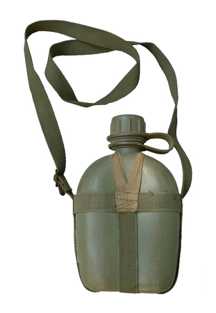 Military canteen / isolated whiteの写真素材