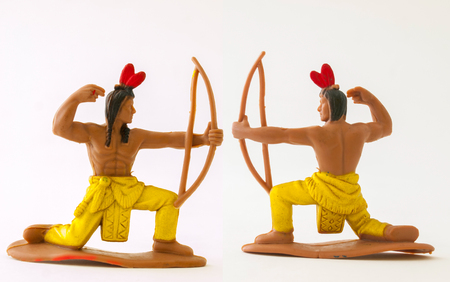 Indian cowboy mini figure model toy / Isolated whiteの写真素材