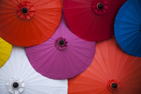 Umbrellas  / paper umbrellas colorful : Colorful backgroundの写真素材