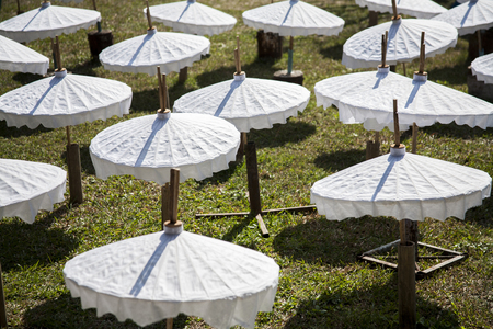 Production of paper umbrellas  / Paper umbrellasの写真素材