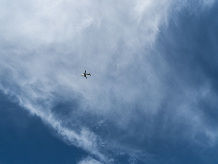 Clouds, blue sky , Planes flying in the skyの写真素材
