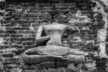 Black and white  Photography : Historical attractions and historic sites in Thailand / âWat ched yodâ Historic sites in Chiang Mai ,Thailand's major northern provincesの写真素材