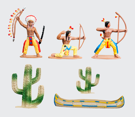 Native American Indians mini figure model toy / Isolated whiteの写真素材