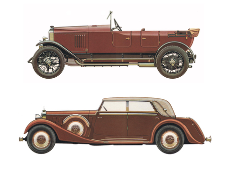 Antique classic cars / set of two antique classic carsの写真素材