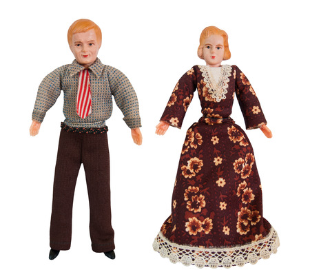 Dolls  man and woman , vintage two dolls  man and woman / Isolated whiteの写真素材