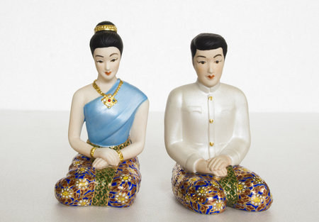 Thailand traditional ceramic dolls / Thailand national clothing dollsの写真素材