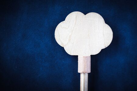 Wooden sign board on leather backgroundの写真素材