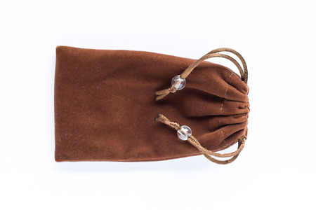 Velvet bag, pouch isolated on white backgroundの写真素材
