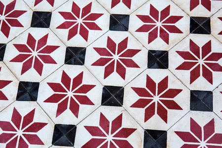 Tile flooring temple in Thailandの写真素材
