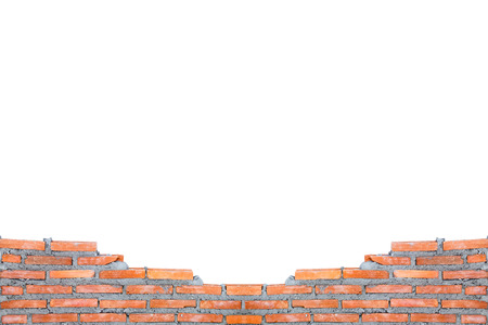 red brick wall white backgroundの写真素材