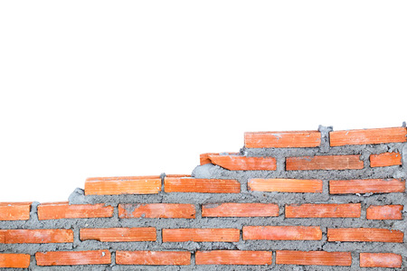 red brick wall white backgroundの写真素材