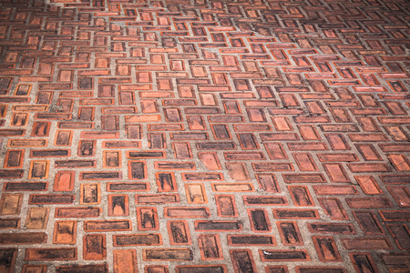 Texture of walkway, red bricks walkway in gardenの写真素材