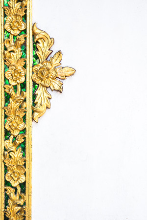 Traditional Thai style pattern decorative isolated on white background, stucco gold paint in temple,Thailand.の写真素材