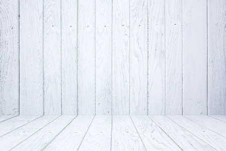 White wooden background with white wooden floor inside interior and carpentry conceptの写真素材