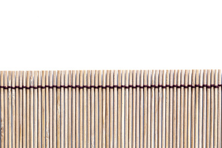Bamboo mat on white backgroundの写真素材