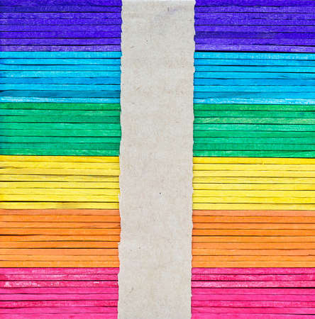 colorful wooden wall texture with Torn paper background empty for add textの写真素材