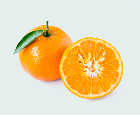Sliced Orange fruit sliced isolatedの写真素材