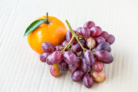 orange and grapes isolatedの写真素材