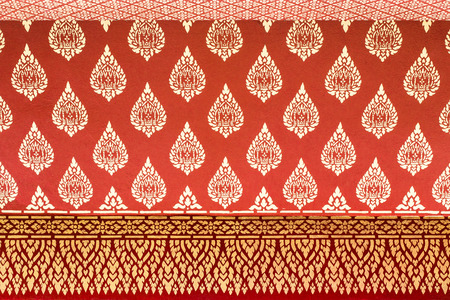 Traditional Thai style painting art on temple wall at Wat Pak Nam BangkokThailandの写真素材