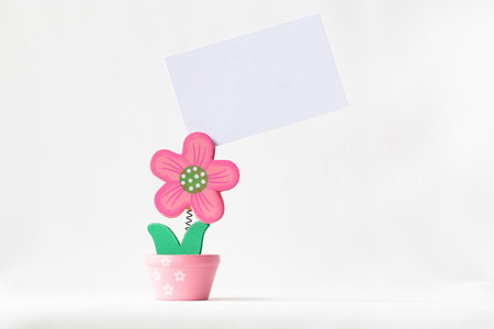 vintage tone of pink flower pot with clasp cardの写真素材