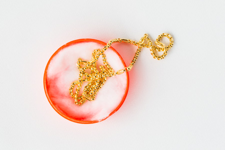 necklace gold, gold chain on a white backgroundの写真素材