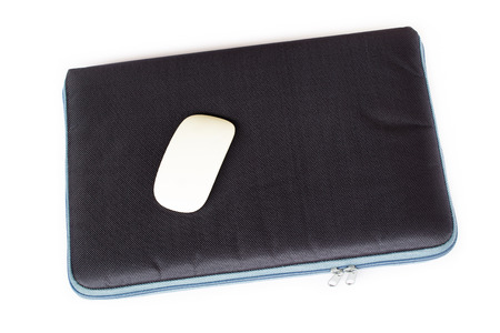 textile laptop bag on white backgroundの写真素材