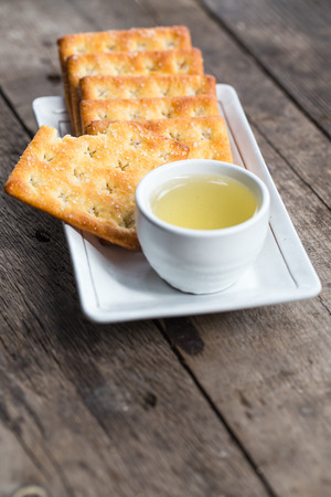 Traditional Chinese cake on wooden background.の写真素材