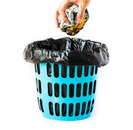 blue Basket for garbageの写真素材