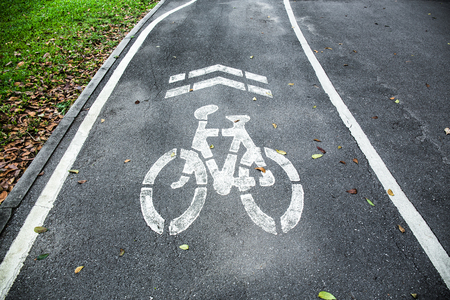Sign of bike lane in the park.の写真素材