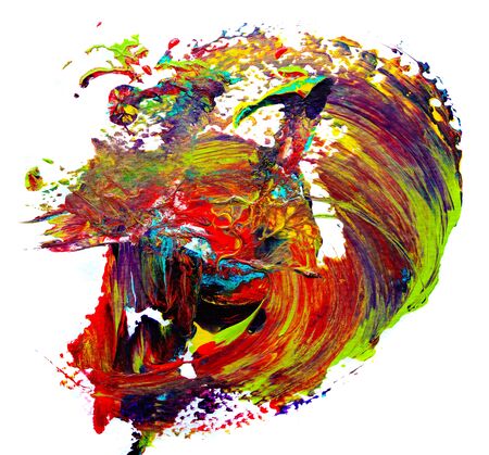 Abstract art background hand drawn acrylic painting. Brushstrokes pastel colorful texture acrylic paint on canvas. picture for artwork design or backdrop text message. Modern contemporary art.の写真素材